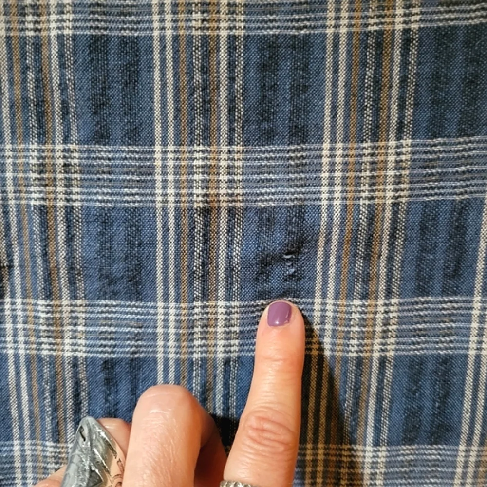 VINTAGE 1990s LEGEND JEANSWEAR Sleeveless Button Down Plaid Top Denim Blue - Picture 11 of 11